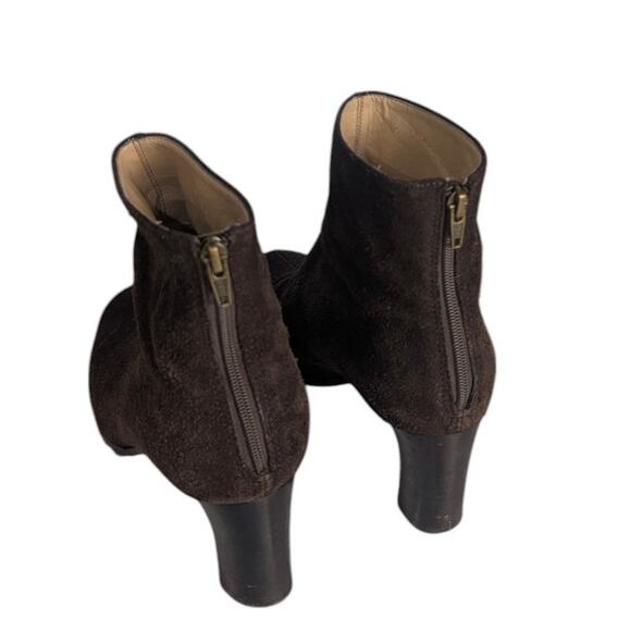 Ann Taylor Loft Dark Brown Suede Leather Heeled Ankle Boot Size 6.5 Fall - Picture 8 of 8